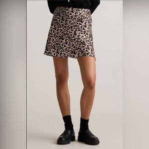 Quince Washable Silk Leopard Print Mini Skirt XL Animal Print
